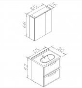 Orka Nuvola 65 cm MDF Parlak Gri Banyo Dolabı Takımı - 3
