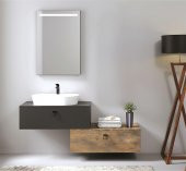 Denko Verona 150 cm MDF Bronz-Gri Banyo Dolabı Alt Modül, Lavabo thumbnail 2