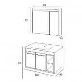Denko Latte 85 cm MDF Sonoma Banyo Dolabı Takımı - 3