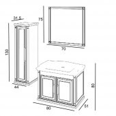 Denko Albatros 80 cm MDF Gri Banyo Dolabı Takımı ve Boy Dolabı - 3