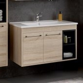 Denko Latte 85 cm MDF Sonoma Banyo Dolabı Takımı ve Boy Dolabı thumbnail 2