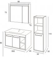 Denko Latte 85 cm MDF Sonoma Banyo Dolabı Takımı ve Boy Dolabı thumbnail 3