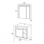 Denko Latte 65 cm MDF Beyaz Banyo Dolabı Alt Modül ve Lavabo - 3