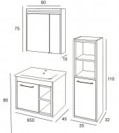 Denko Latte 65 cm MDF Beyaz Banyo Dolabı Takımı ve Boy Dolabı thumbnail 3