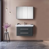 Orka Rose 100 cm Parlak Gri Banyo Dolabı Alt Modül ve Lavabo - 2