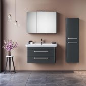Orka Rose 40 cm MDF Parlak Gri Banyo Boy Çamaşır Dolabı - 2