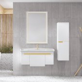 Denko Motta 35 cm Asma MDF Beyaz Banyo Boy Dolabı - 2