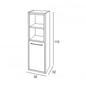 Denko Latte 35 cm MDF Sonoma Banyo Boy Dolabı - 3