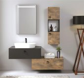 Denko Verona 35 cm MDF Bronz-Gri Banyo Boy Dolabı - 2