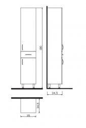 Denko Trend 35 cm MDF Boy Banyo Çamaşır Dolabı - 2