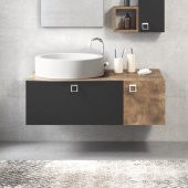 Denko Oris 100cm MDF Bronz Banyo Dolabı Alt Modül, Seramik Lavabo - 1