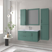 Denko Beyoğlu 100 cm MDF Mat Yeşil Banyo Dolabı Takımı, Boy Dolap - 1