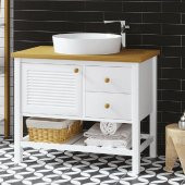 Denko Smarto 95 cm MDF Beyaz Banyo Dolabı Alt Modül ve Lavabo - 1