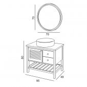 Denko Smarto 95 cm MDF Beyaz Banyo Dolabı Alt Modül ve Lavabo - 3