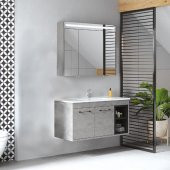 Denko Latte 100 cm MDF Retro Gümüş Banyo Dolabı Alt Modül, Lavabo - 2