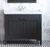 Denko Helena 100 cm MDF Antrasit Gri Banyo Dolabı Alt Modül ve Lavabo thumbnail 1