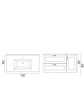 Denko Beyoğlu 100 cm MDF Mat Yeşil Banyo Dolabı Alt Modül, Lavabo thumbnail 3