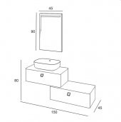 Denko Verona 150 cm MDF Bronz-Gri Banyo Dolabı Takımı thumbnail 3