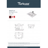 Turkuaz Seramik Cerastyle Blue Serisi 60 x 47 Cm Etajerli Lavabo - 6
