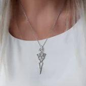 Vaoov 925 Ayar Gümüş Allah Yazılı Taç Kolye thumbnail 2