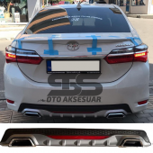 Toyota Corolla 2013-2018 Difüzör Arka Tampon Eki 2 Egzoz Çıkışlı Gri Reflektörlü - 2