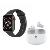 Watch 7 Sw19 Pro Max Akıllı Saat Şık Tasarımı Siyah Renkli Smart Watch Beats Studio Buds Yeni Nesil Kulak İçi Beyaz Renk Kulaklık - 1