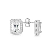 Gümüş Beyaz Baget Taşlı Çivili Kadın Küpe thumbnail 1