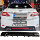Toyota Corolla 2007-2012 Difüzör Arka Tampon Eki 4 Egzoz Çıkışlı Siyah Lüx Tip - 1