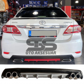 Toyota Corolla 2007-2012 Difüzör Arka Tampon Eki 4 Egzoz Çıkışlı Gri Lüx Tip - 1