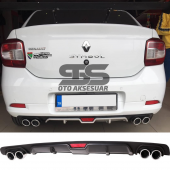Renault Symbol Difüzör Arka Tampon Eki 4 Egzoz Çıkışlı Siyah - 1