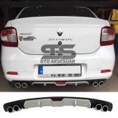 Renault Symbol Difüzör Arka Tampon Eki 4 Egzoz Çıkışlı Gri - 5
