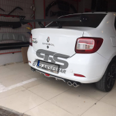 Renault Symbol Difüzör Arka Tampon Eki 4 Egzoz Çıkışlı Gri - 7