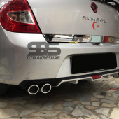 Renault Symbol Difüzör Arka Tampon Eki 4 Egzoz Çıkışlı Gri - 3
