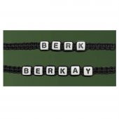 Siyah Renk Makrome Örme Kadın & Erkek İsim Yazılı İkili Bileklik - 2