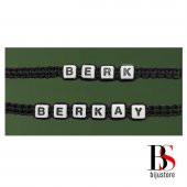 Siyah Renk Makrome Örme Kadın & Erkek İsim Yazılı İkili Bileklik - 3