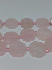 Pembe Kuvars Taşı Sekizgen Şekilli YARIM Dizi (35685) (Toplam 7 adet taş) thumbnail 1