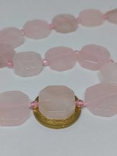 Pembe Kuvars Taşı Sekizgen Şekilli YARIM Dizi (35685) (Toplam 7 adet taş) thumbnail 2