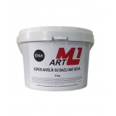 M1 ART Süper Akrilik Su Bazlı Mat  Boya SİYAH  3.kg Ahşap  Tuval  Seramik  Duvar  Taş Hobi Dekor - 1