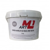 M1 ART Süper Akrilik Su Bazlı Mat  Boya GRİ  3.kg Ahşap  Tuval  Seramik  Duvar  Taş Hobi Dekor - 1