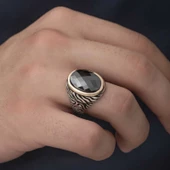 Gümüş Siyah Zirkon Taşlı Erkek Yüzük  SL4848 thumbnail 3