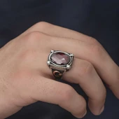 Gümüş Kırmızı Zirkon Taşlı Erkek Yüzük  SL4850 thumbnail 10