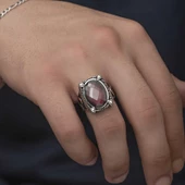 Gümüş Kırmızı Zirkon Taşlı Erkek Yüzük  SL4850 thumbnail 4