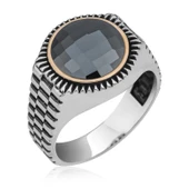 Gümüş Siyah Zirkon Taşlı Yuvarlak Erkek Yüzük SL4845 thumbnail 1