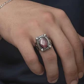 Gümüş Kırmızı Zirkon Taşlı Erkek Yüzük  SL4850 thumbnail 9