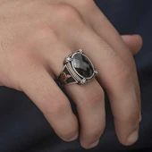 Gümüş Siyah Zirkon Taşlı Erkek Yüzük  SL4851 thumbnail 10