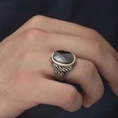 Gümüş Siyah Zirkon Taşlı Erkek Yüzük  SL4848 thumbnail 7