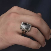 Gümüş Siyah Zirkon Taşlı Erkek Yüzük  SL4851 thumbnail 2