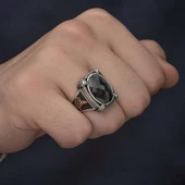 Gümüş Siyah Zirkon Taşlı Erkek Yüzük  SL4851 thumbnail 5