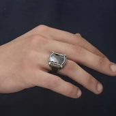 Gümüş Siyah Zirkon Taşlı Erkek Yüzük  SL4849 thumbnail 8