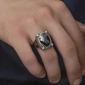 Gümüş Siyah Zirkon Taşlı Erkek Yüzük  SL4851 thumbnail 3